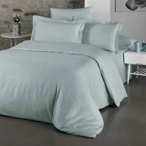 Комплект постільної білизни  Cotton Area  Євро 200х220 см Страйп сатін  М'ятний