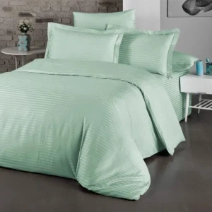 Комплект постільної білизни  Cotton Area  Євро 200х220 см Страйп сатін Салатовий