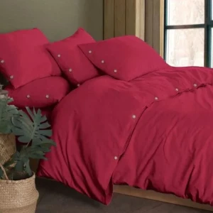 Комплект постільної білизни  Golden Colors Stonewashed  Євро 200х220 см Перероблена бавовна 	Червоний