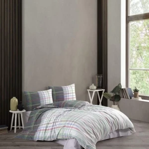 Комплект постільної білизни  Kristal  Євро 200х220 см Рафонс Сірий в клітинку