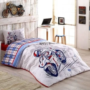 Комплект постільної білизни  з покривалом Kristal  Полуторний 160х230 см Рафонс Мотоцикл