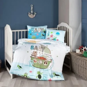 Комплект дитячої постільної білизни в ліжечко First Choice Baby 100х150 Сатін-Digital Корабель