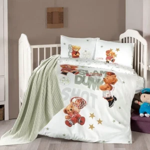 Комплект дитячої постільної білизни в ліжечко з пледом First Choice Baby 100х150 Сатін-Digital Клео