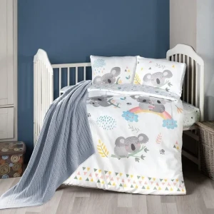 Комплект дитячої постільної білизни в ліжечко з пледом First Choice Baby 100х150 Сатін-Digital Коала