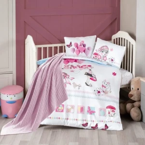 Комплект дитячої постільної білизни в ліжечко з пледом First Choice Baby 100х150 Сатін-Digital Лінда