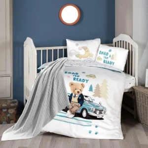 Комплект дитячої постільної білизни в ліжечко з пледом First Choice Baby 100х150 Сатін-Digital Монті