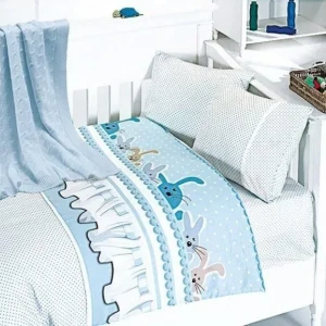 Комплект дитячої постільної білизни в ліжечко з пледом First Choice Baby 100х150 Бамбук Блакитний