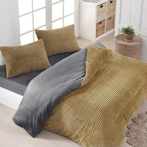 Комплект оксамитової постільної білизни Merinos Eternity Евро 200×220 см Велсофт Гірчичний