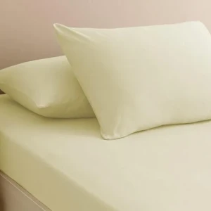 Простирадло на гумці з наволочкою First Choice Ранфорс  160х200см Кремовий