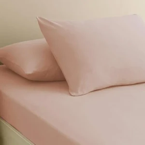 Простирадло на гумці з наволочкою First Choice Ранфорс  160х200см Пудровий