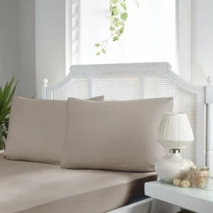 Простирадло на гумці з наволочками First Choice Сатин  160х200см Бежевий