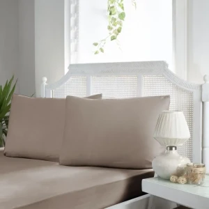 Простирадло на гумці з наволочками First Choice Сатин  160х200см Коричневий