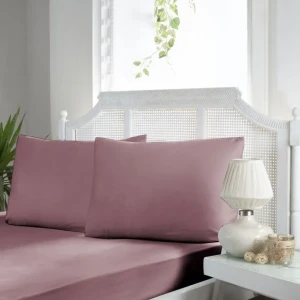 Простирадло на гумці з наволочками First Choice Сатин  160х200см Ліловий