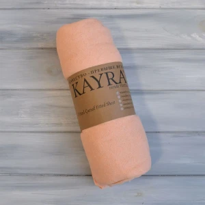 Простирадло на гумці  Kayra  Махрове  180 x 200 +25 см Персиковий