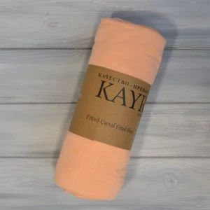 Простирадло на гумці  Kayra  Трикотажне  180 х 200 см.+25 см Персиковий