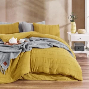 Комплект постільної білизни  Sikel Patara  Євро 200х220 см Муслін Гірчичний