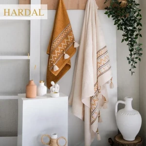 Набір махрових рушників з китицями Istanbul 50x90 см + 90x150 см Оранжевий