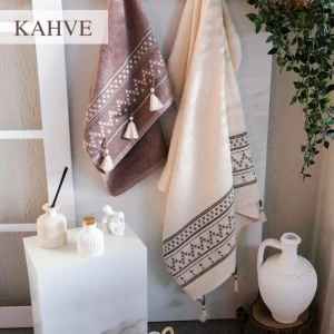 Набір махрових рушників з китицями Istanbul 50x90 см + 90x150 см Коричневий