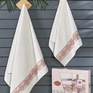 Набір махрових рушників з орнаментом Марла 50x90 см + 70x140 см Кремовий