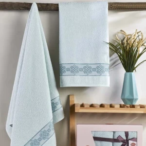 Набір махрових рушників з орнаментом Марла 50x90 см + 70x140 см М'ятний