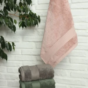 Набір банних рушників Nusa 70x140 см – 4 шт, махрові, кольори: бірюзовий, білий, рожевий, сірий