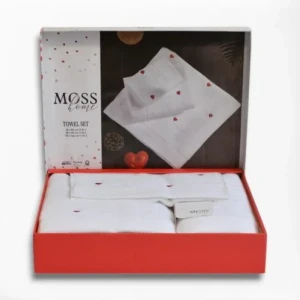 Подарунковий набір рушників Moss з вишивкою – 3 шт (30x50, 50x90, 70x140 см) – Щільність 500 г/м² Kalpli