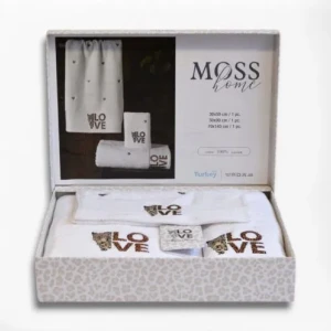 Подарунковий набір рушників Moss з вишивкою – 3 шт (30x50, 50x90, 70x140 см) – Щільність 500 г/м² Leopar
