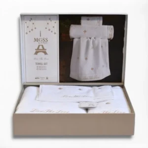 Подарунковий набір рушників Moss з вишивкою – 3 шт (30x50, 50x90, 70x140 см) – Щільність 500 г/м² Love 2