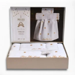 Подарунковий набір рушників Moss з вишивкою – 3 шт (30x50, 50x90, 70x140 см) – Щільність 500 г/м² Love 4