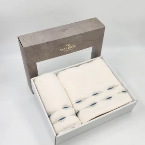 Подарунковий набір рушників Maribor Альвера — 2 шт (50x90 см + 70x140 см), бамбук-бавовна, Туреччина, Кремовий