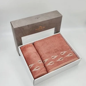 Подарунковий набір рушників Maribor Альвера — 2 шт (50x90 см + 70x140 см), бамбук-бавовна, Туреччина, Цегляний