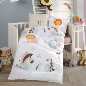 Комплект постільної білизни для новонароджених Clasy Baby Ranforce Милий зоопарк 100х150