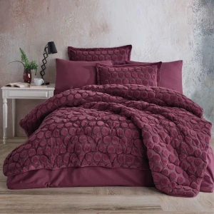 Комплект постільної білизни з ковдрою Clasy Велсофт Полуторний Perle Gul Kurusu