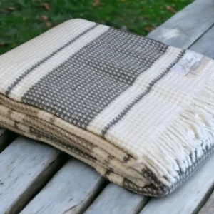 Плед бавовняний  Aksu 160×200 см  Бежева полоса