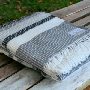 Плед бавовняний  Aksu 180×220 см  Сіра полоса