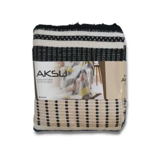 Плед Aksu 180×220 см — бавовняний плед з акрилом, синій