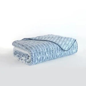 Плед Istanbul Selen Індіго — великий плед 200×220 см, бавовна + акрил, у подарунковій коробці