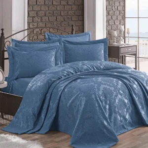Покривало з наволочками Gardine's 240 x 260 см Gardines Ezgi синє