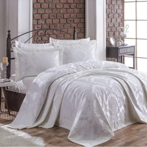 Покривало Gardine's Ezgi Євро 240х260 см Шеніл Кремовий