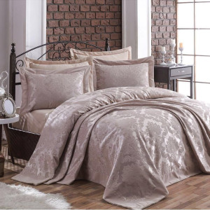 Покривало Gardine's Ezgi Євро 240х260 см Шеніл Бежевий