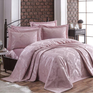 Покривало Gardine's Ezgi Євро 240х260 см Шеніл Пудровий