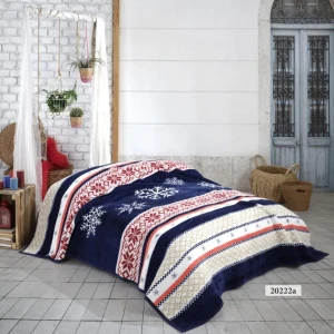 Плед бавовняний Sesli 160х220 см Новорічній Синій