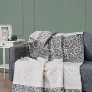 Плед бавовняний Aksu Антрай 150х200 см Сірий