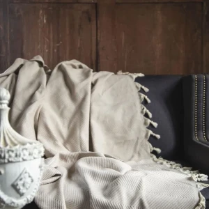 Плед жакардовий Issimo Декон 170х230 см Бежевий