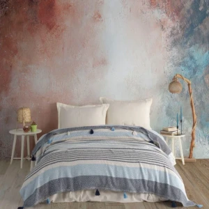 Покривало MOSS Бавовняне Basile Євро 220 x 240 см Бавовна Блакитний