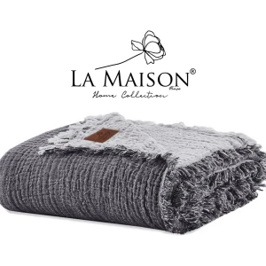 Муслінове покривало Maison La Selin Євро 230×240 Муслін Антрацит