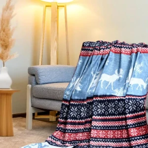 Плед акриловий Sesli 150 х 200 см Новорічний Блакитний