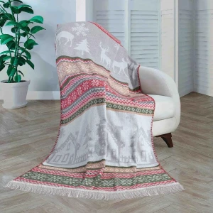 Плед акриловий Sesli 150 х 200 см Новорічний Сірий