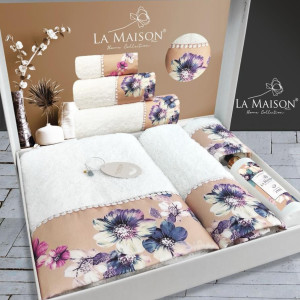 Подарунковий набір рушників La Maison 3 шт Tina Білий (30х50, 50х90, 70х140) + аромат