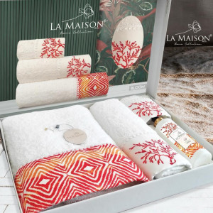 Подарунковий набір рушників La Maison 3 шт Bloom Білий (30х50, 50х90, 70х140) + аромат